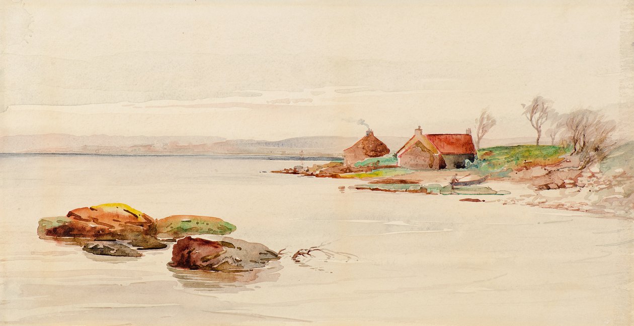 Coast Scene with Cottages by Charles Gustav Louis Phillips