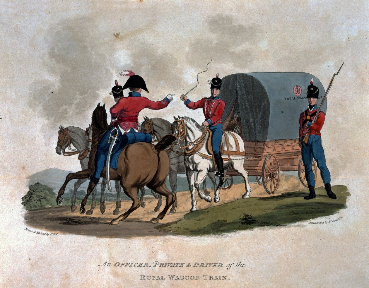 An Officer, Private, and Driver of the Royal Waggon Train, from 