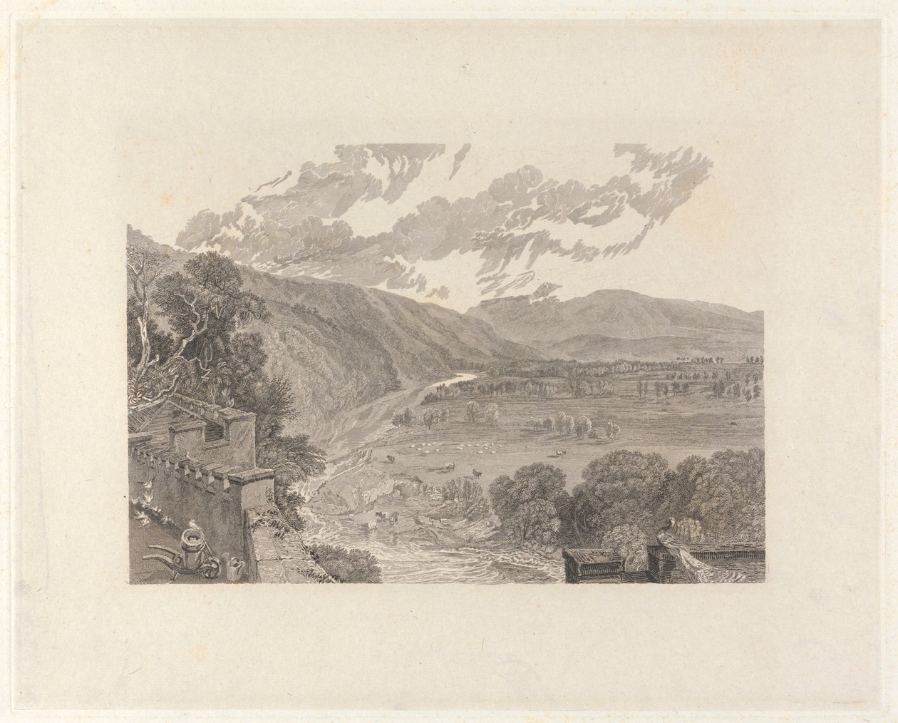 Ingleborough, from Hornby Castle Terrace by Charles Heath