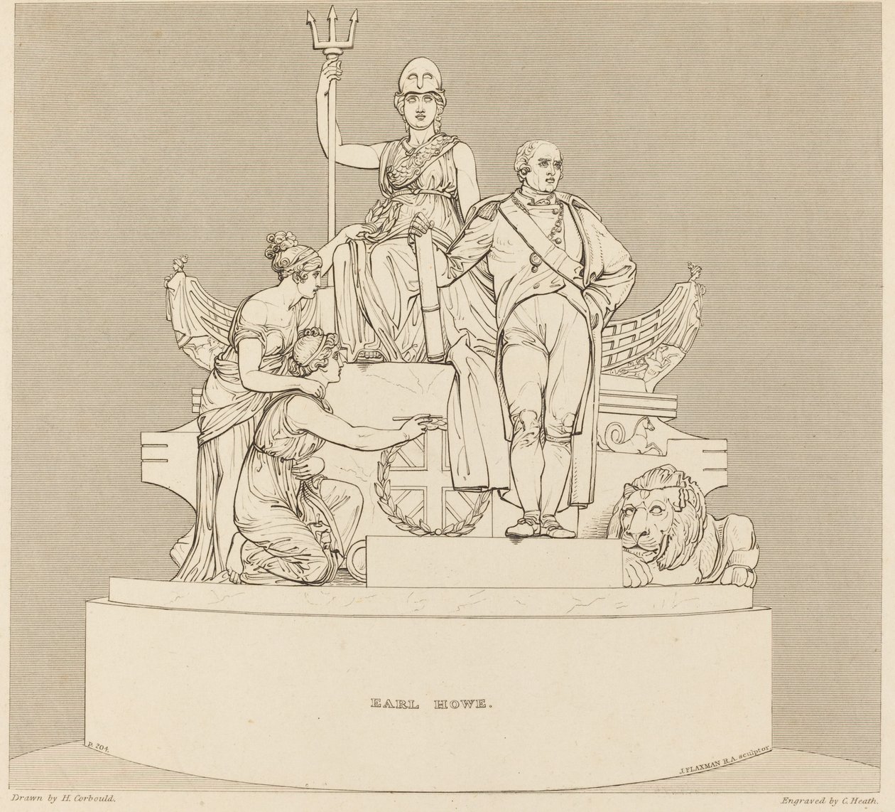 Monument to Earl Howe by Charles Heath after Henry Corbould after John Flaxman