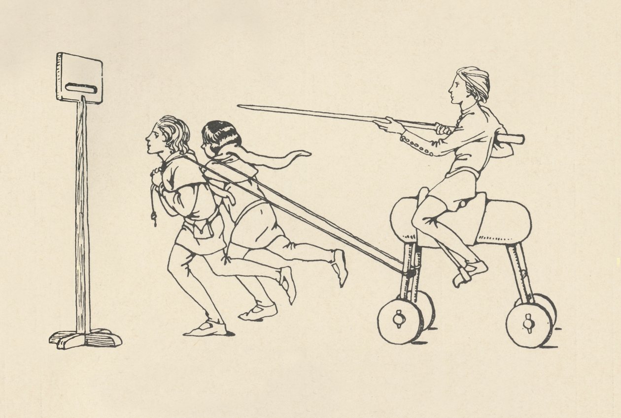 Boys Playing at Riding at the Quintain, Romance of Alexander, c. 1340 by Charles Henry Bourne Quennell
