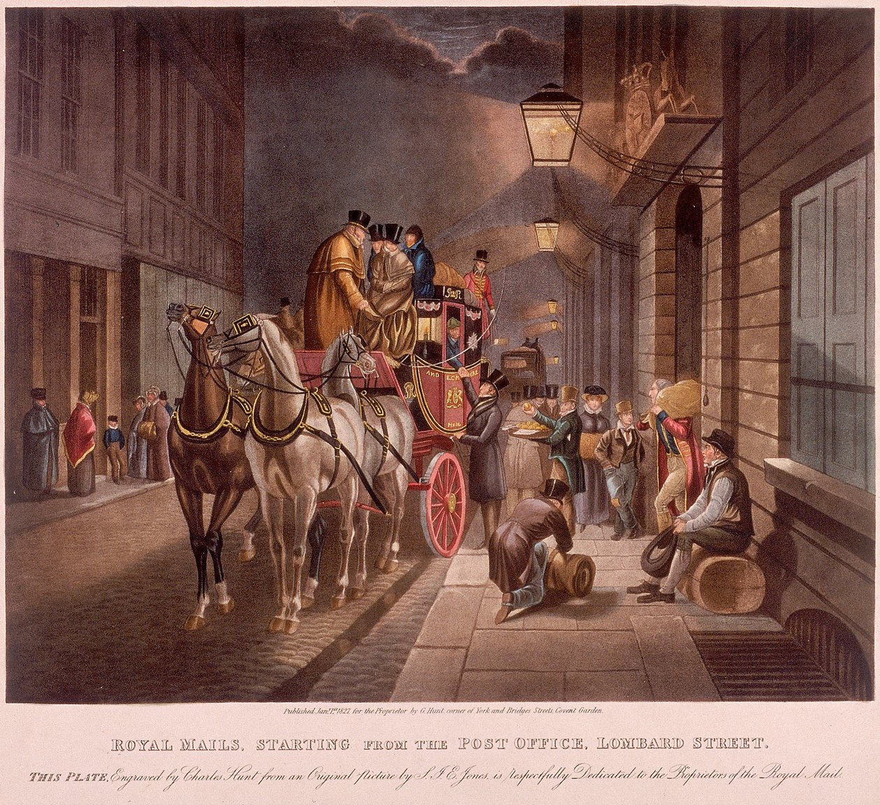 General Post Office, Lombard Street, London, 1827 by Charles Hunt