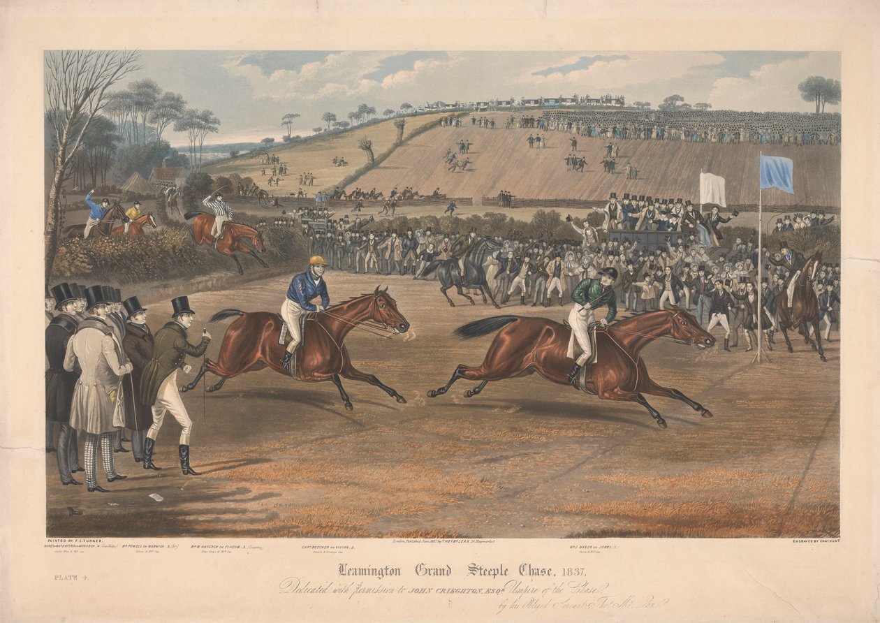One of a Set of Four: Leamington Grand Steeple Chase ... 1837. Plate 4. Marqs of Waterford on Monarch ... by Charles Hunt