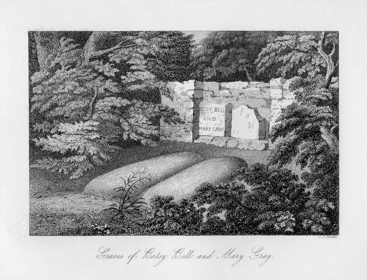 Grave of Bessy Bell and Mary Gray, near Perth, 1840 by Charles J. Smith