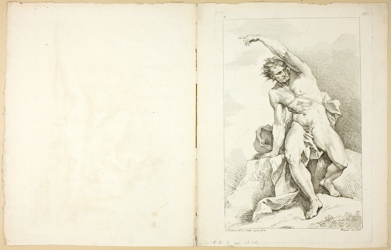 Figure (recto and verso), from Premier livre de figures d’Academies gravées en Partie par les Professeurs de l’Académie Royale by Charles Joseph Natoire