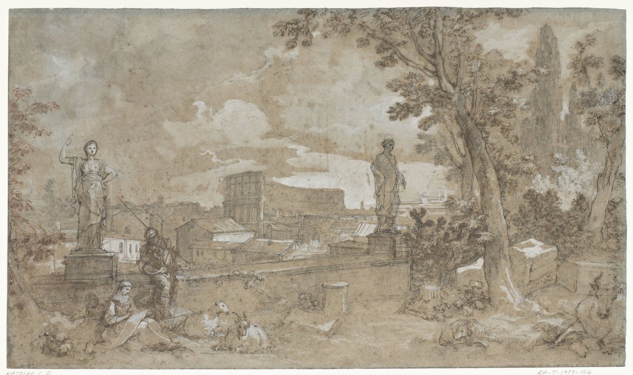 View of a Part of the Farnese Gardens on the Palatine Hill in Rome by Charles Joseph Natoire