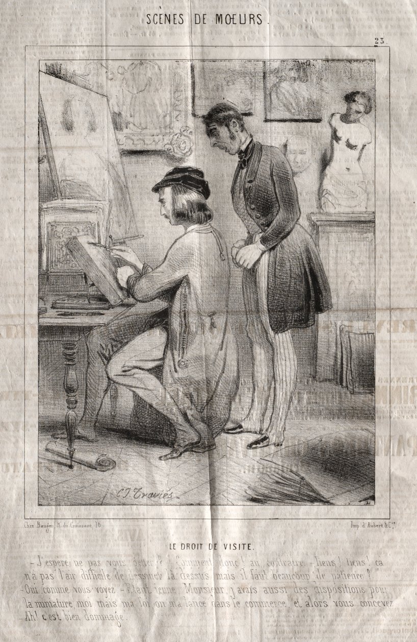 Scenes of Manners: The Right of Visit. I hope I do not disturb you?... by Charles Joseph Traviès de Villers