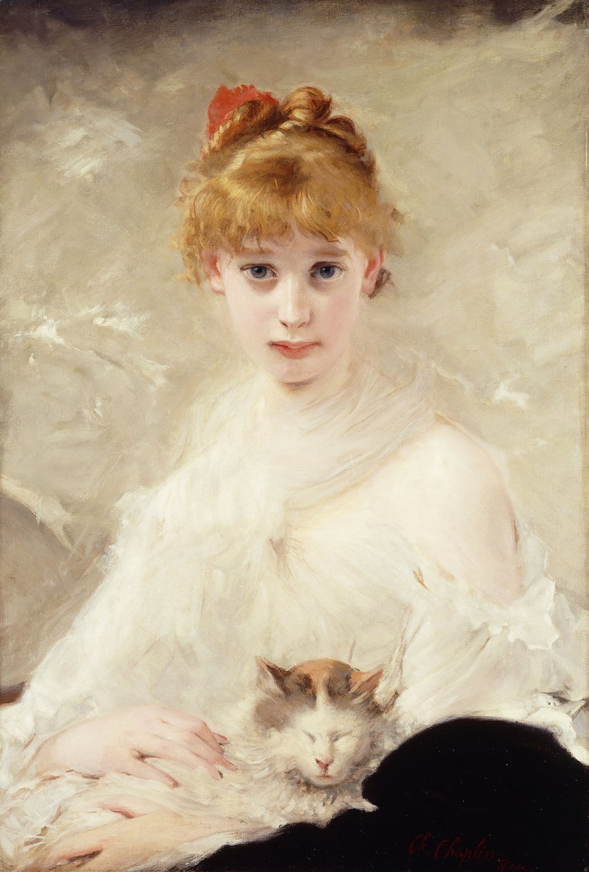 Young Girl with Cat by Charles Joshua Chaplin