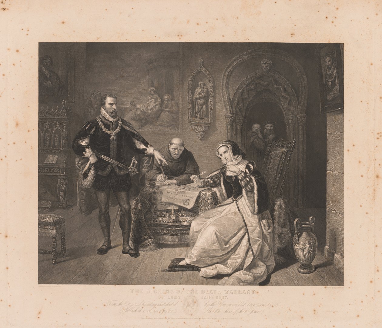 Signing of the Death Warrant of Lady Jane Grey by Charles Kennedy Burt