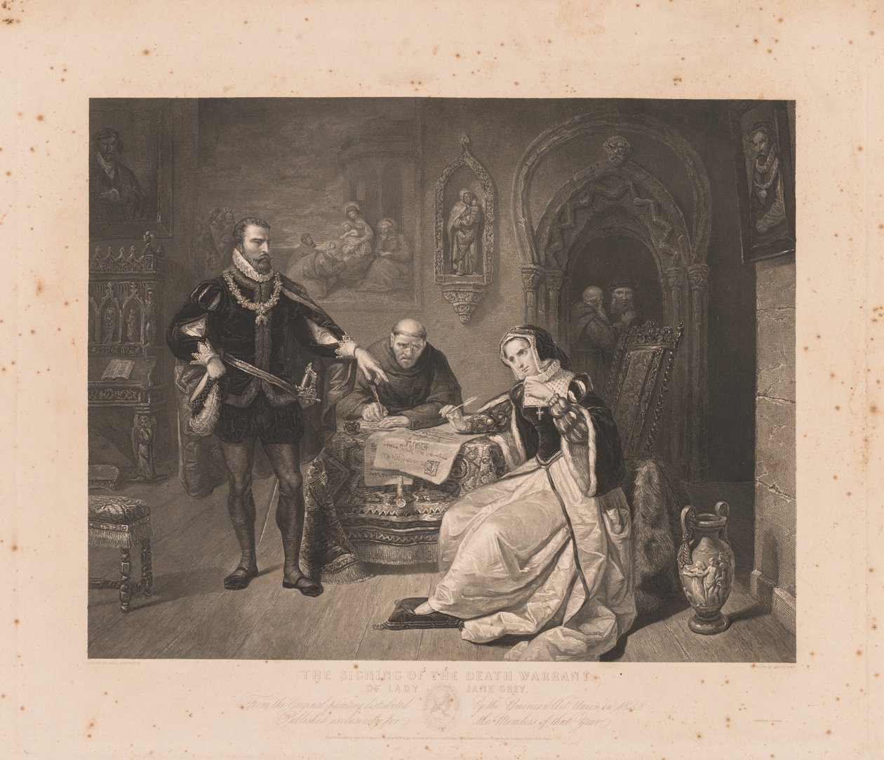 Signing of the Death Warrant of Lady Jane Grey by Charles Kennedy Burt
