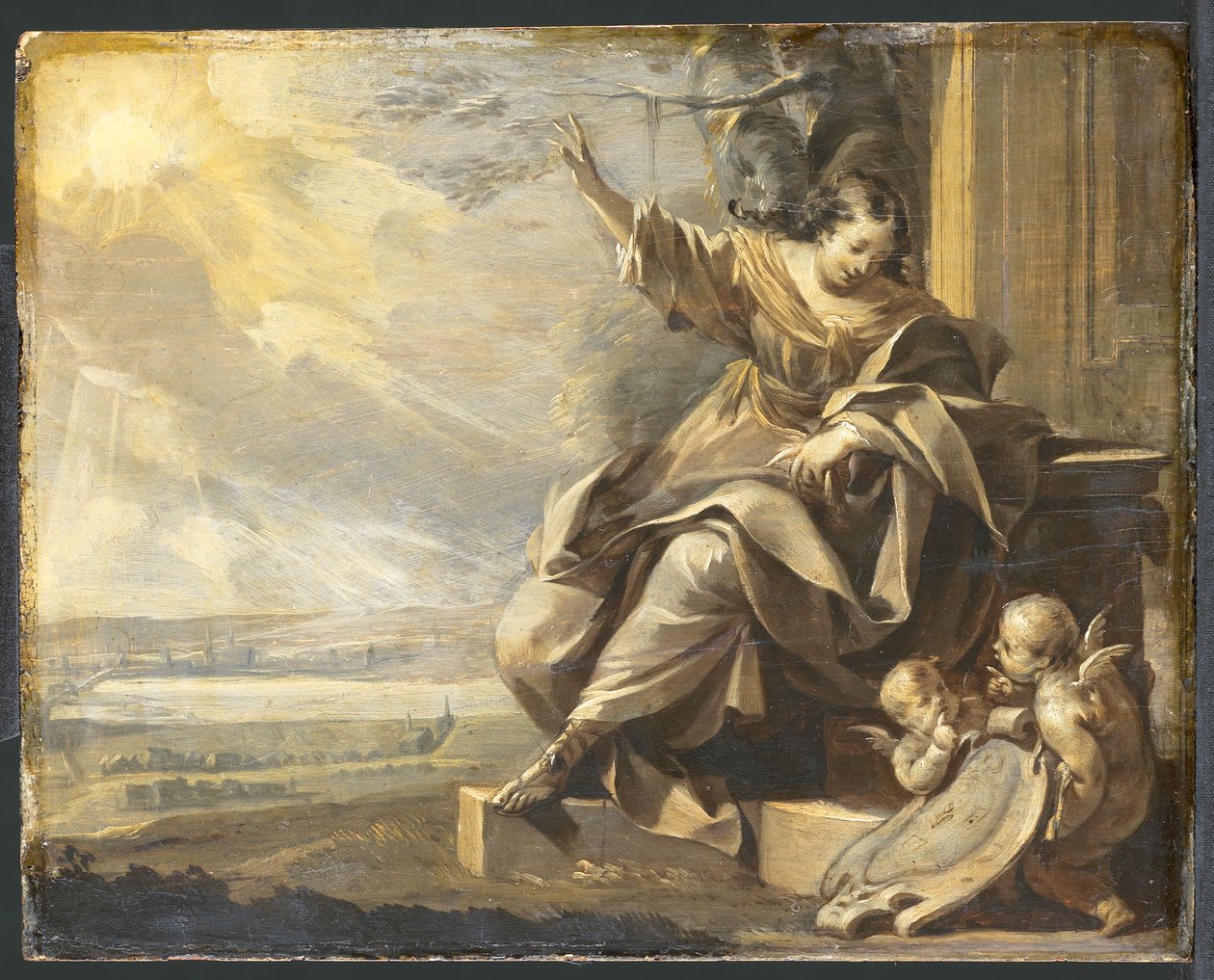 Allegorical Female Figure with Two Putti by Charles Le Brun