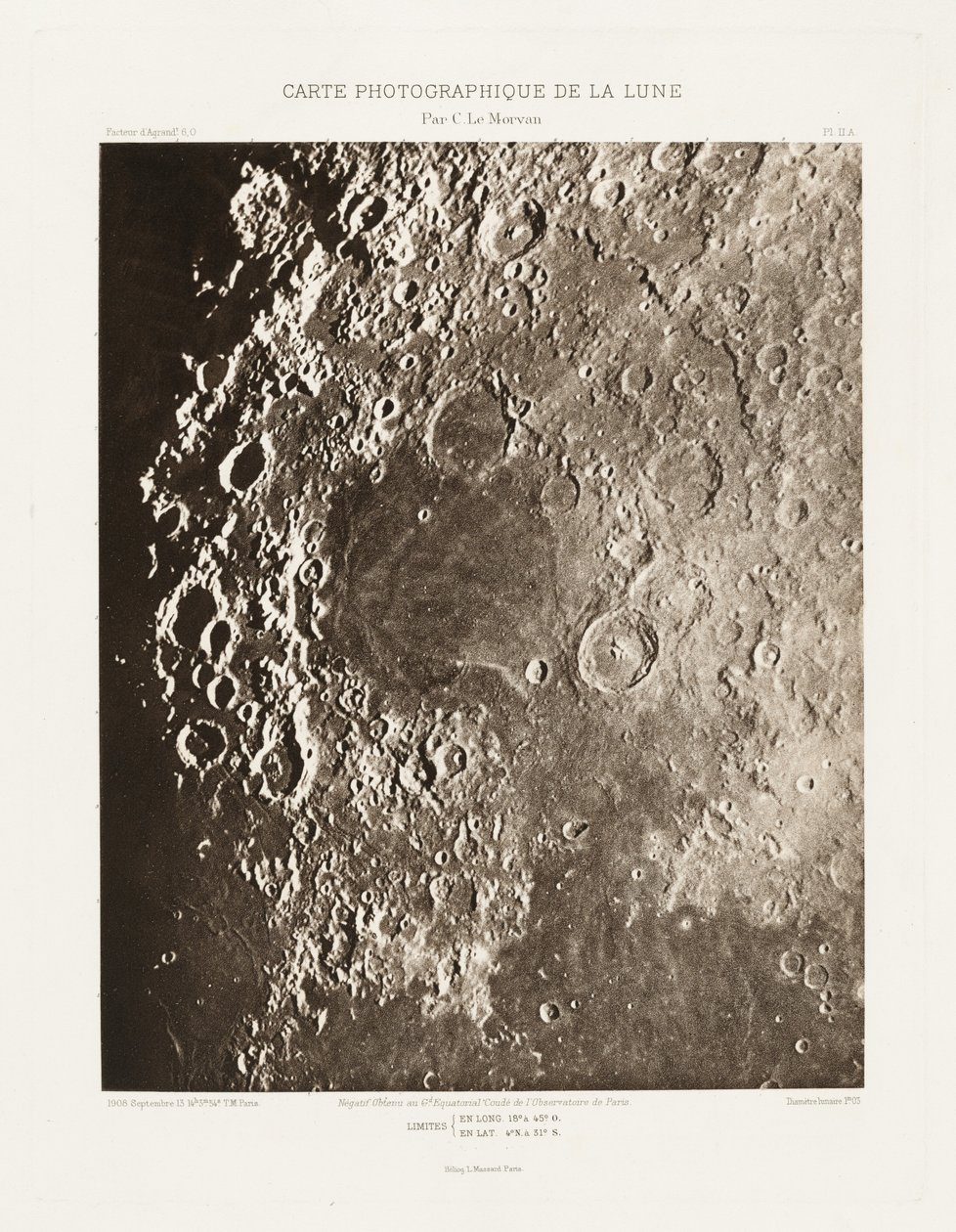 Photographic Chart of the Moon, plate II.A, September 13 by Charles le Morvan