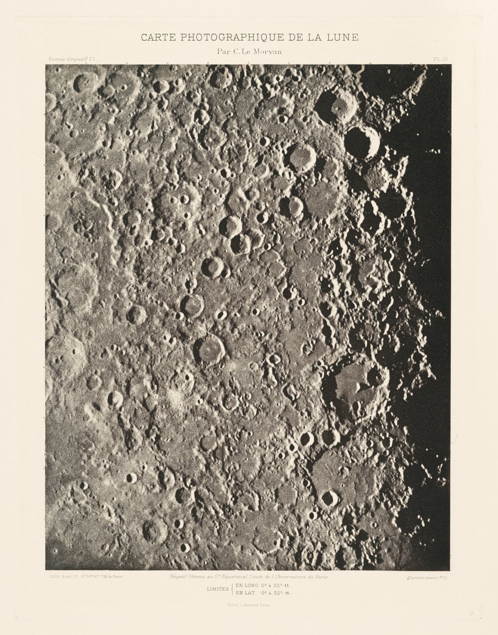 Photographic Chart of the Moon, plate III, April 27 by Charles le Morvan
