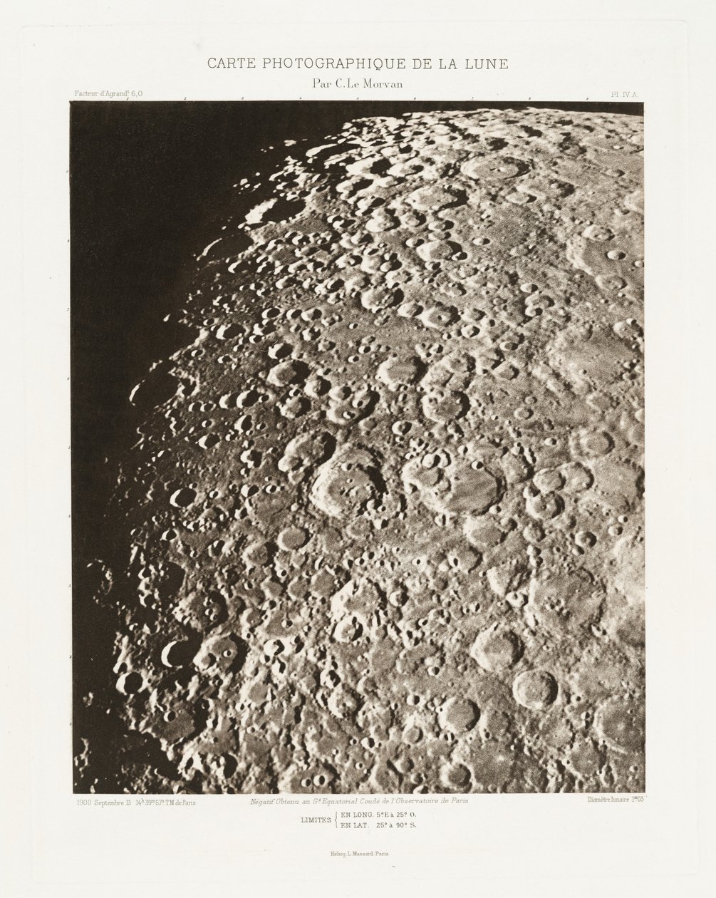 Photographic Chart of the Moon, plate IV.A, September 13 by Charles le Morvan