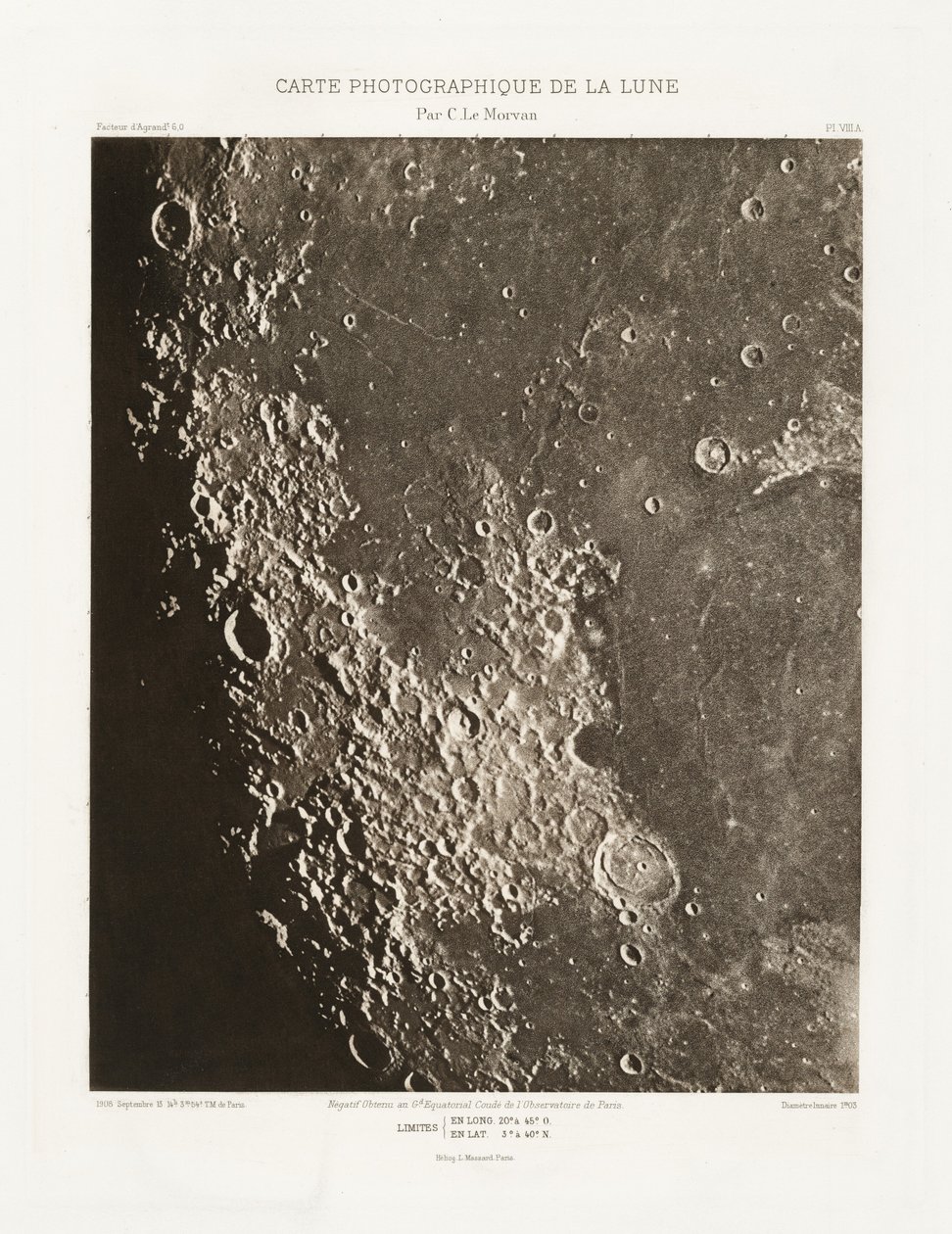 Photographic Chart of the Moon, plate VIII.A, September 13 by Charles le Morvan
