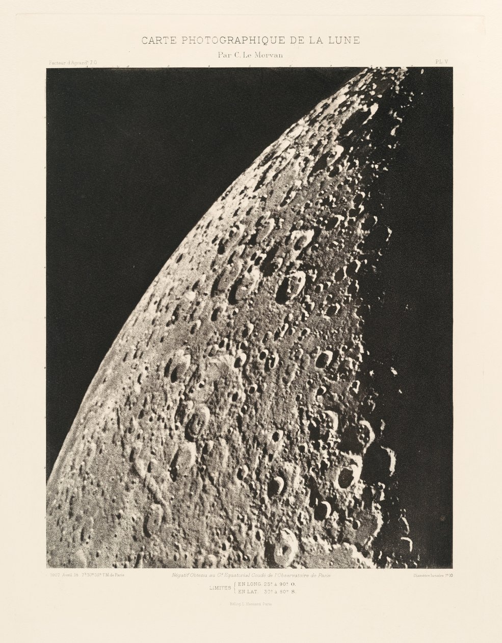 Photographic Chart of the Moon, plate V, April 18 by Charles le Morvan