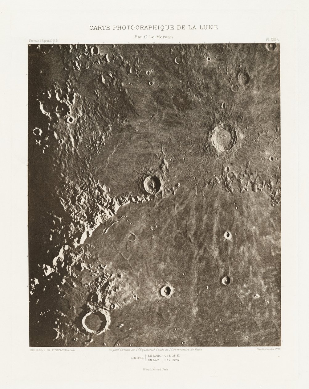 Photographic Chart of the Moon, plate XIII.A by Charles le Morvan
