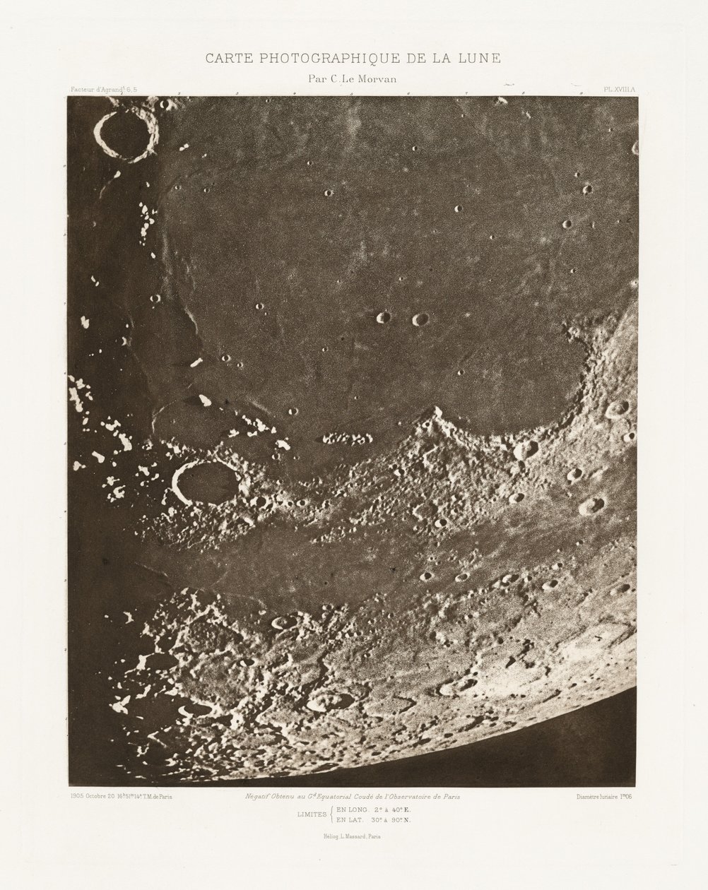 Photographic Chart of the Moon, plate XVIII.A, October 20 by Charles le Morvan
