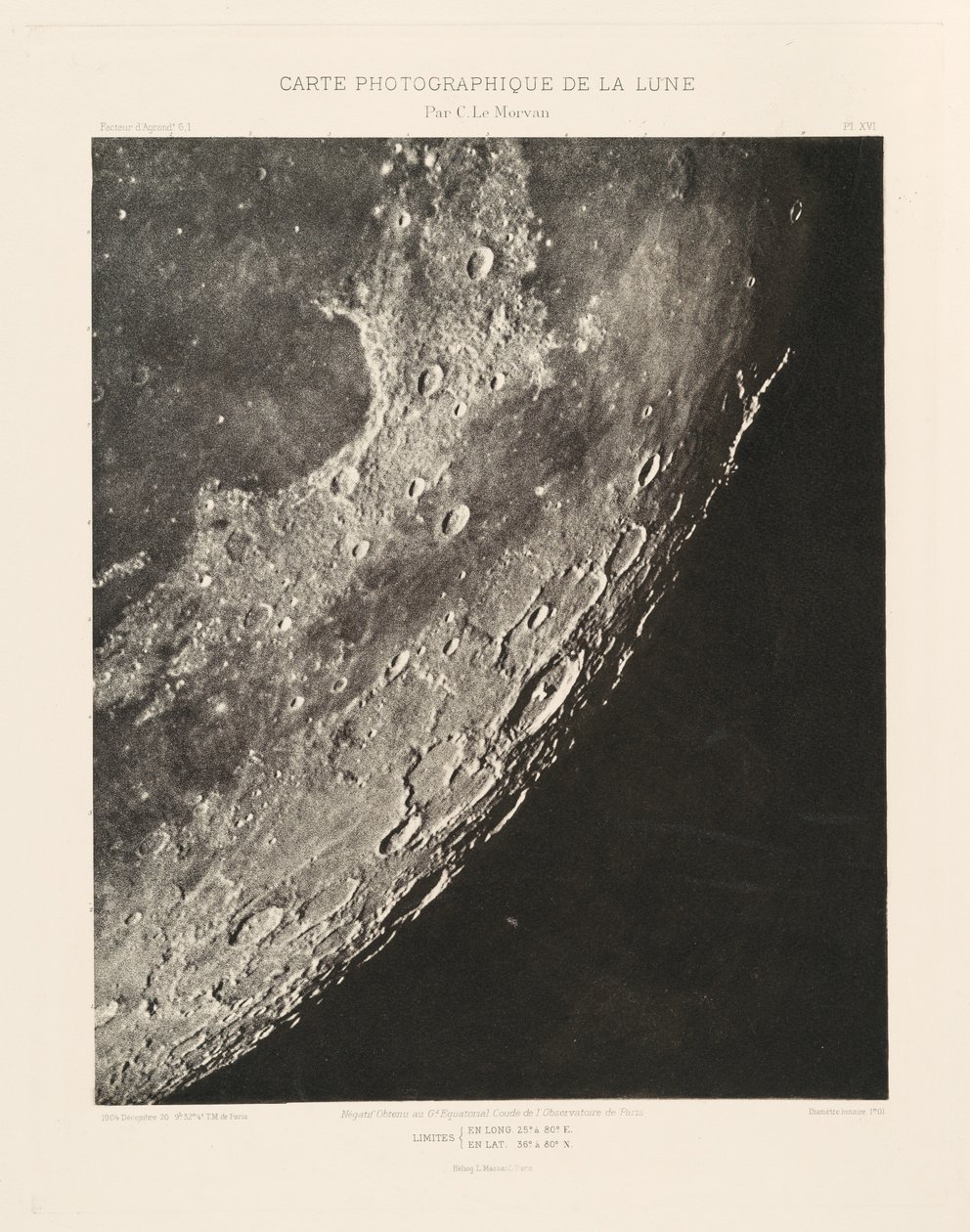 Photographic Chart of the Moon, plate XVI, December 20 by Charles le Morvan