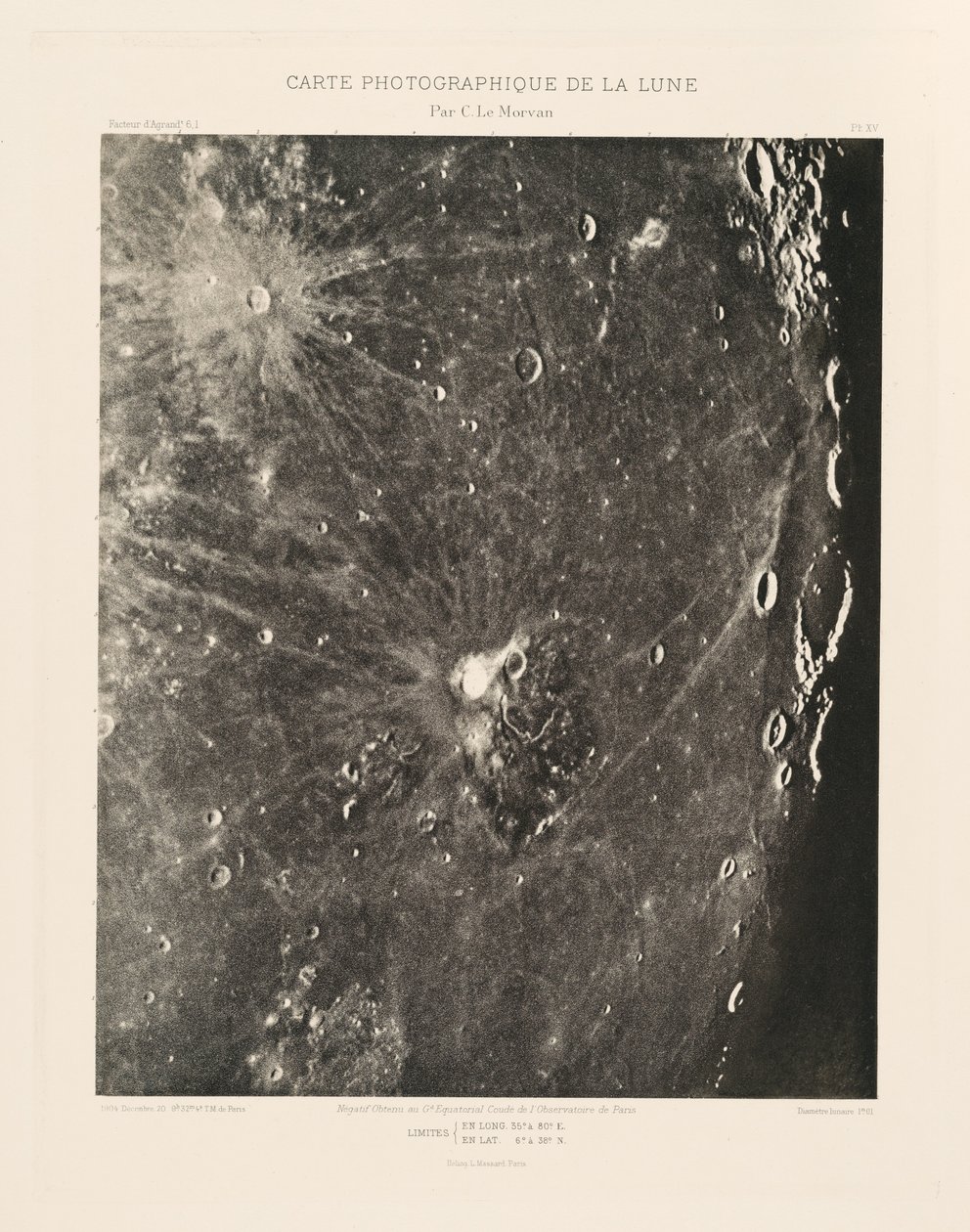Photographic Chart of the Moon, plate XV, December 20 by Charles le Morvan