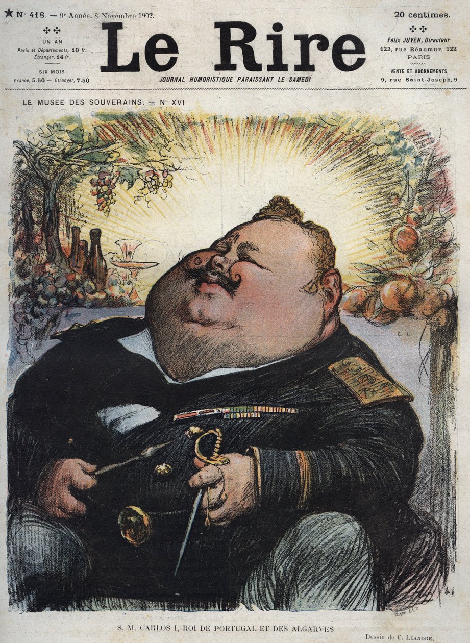 Charles I King of Portugal (1863-1908) - Caricature by Charles Leandre in 