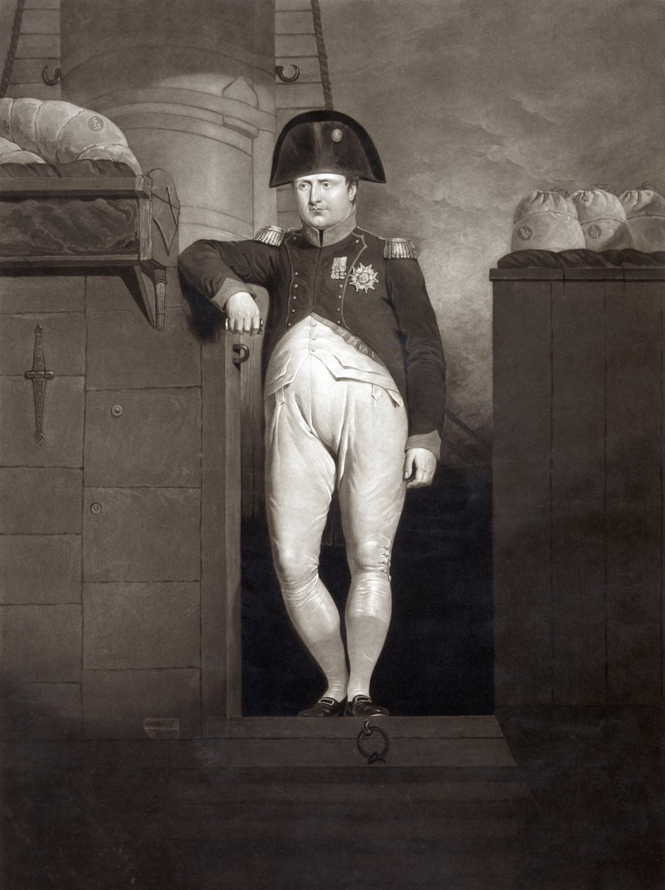 Napoleon Bonaparte on the Gangway of HMS Bellerophon after Reaching Plymouth Sound, August 1815, Engraved by Charles Turner by Charles Lock Eastlake