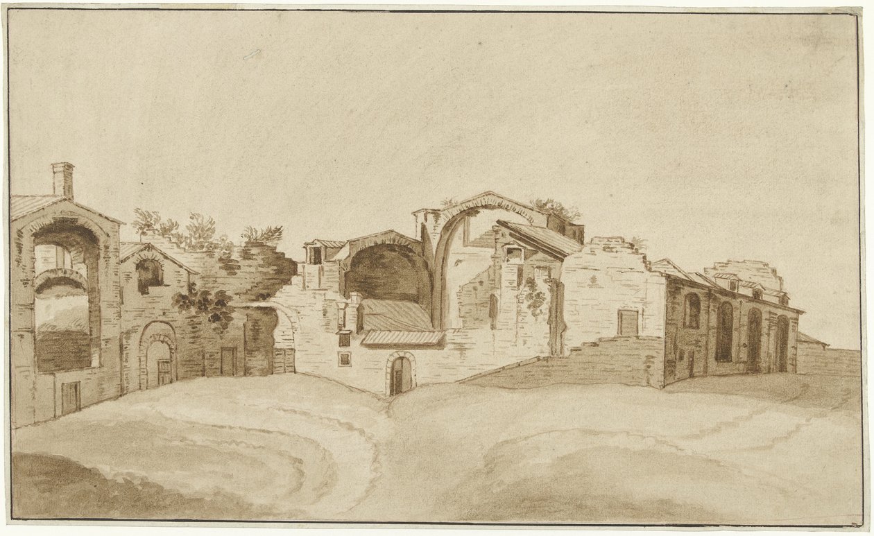 View of the Baths of Diocletian in Rome by Charles Louis Clerisseau