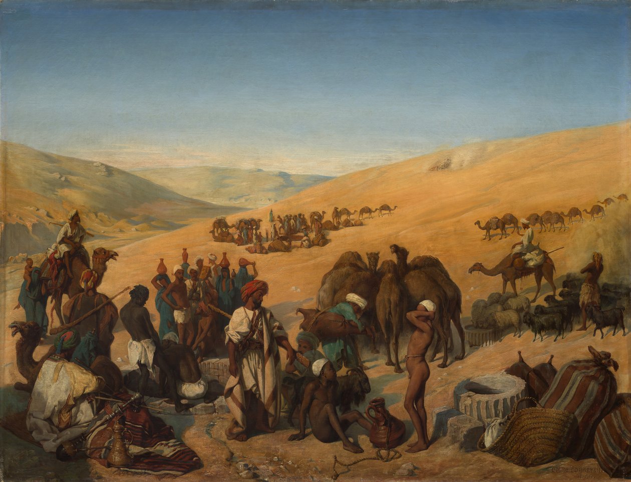 Halt of Caravans at the Wells of Saba Beersheba in the Desert South of Hebron by Charles Louis Fredy de Coubertin