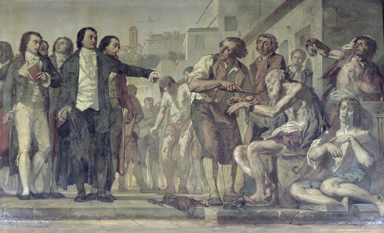 Philippe Pinel Releasing Lunatics from Their Chains at the Bicetre Asylum in Paris by Charles Louis Lucien Muller