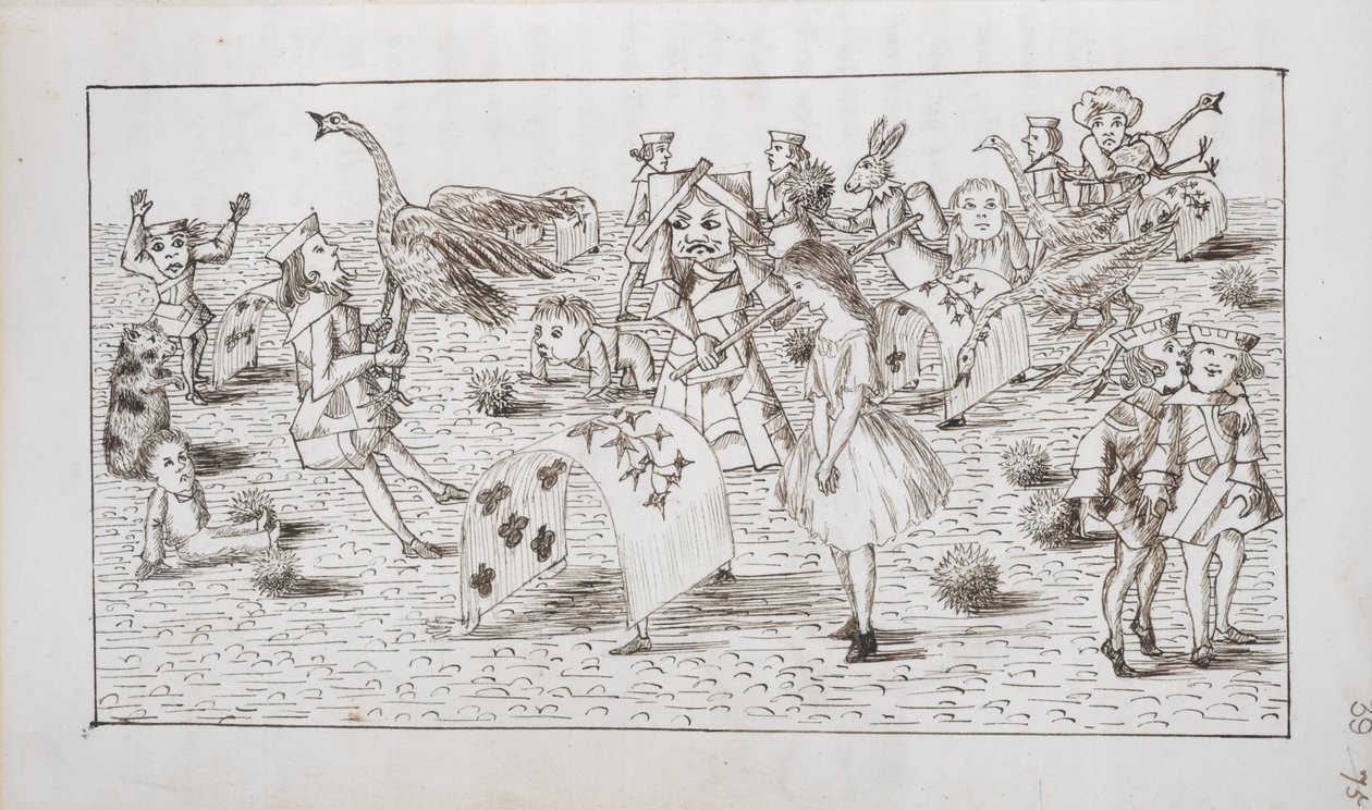 Alice and the Red Queen Play Croquet, Illustration from Chapter IV of 