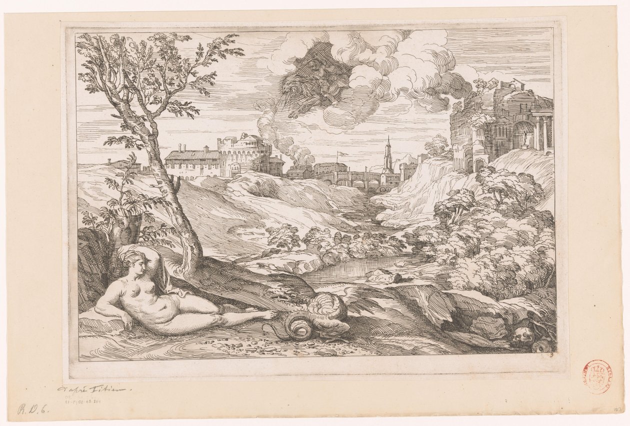 Landscape with Andromeda Guarded by the Dragon and Perseus Flying in a Cloud by Charles Macé (attributed to)