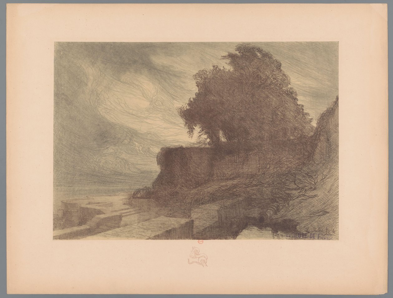 Ruins of a Bastion with a Cannon and a Tree by Charles Marie Dulac