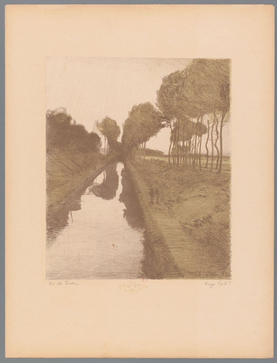 Two Walkers Along a Canal by Charles Marie Dulac