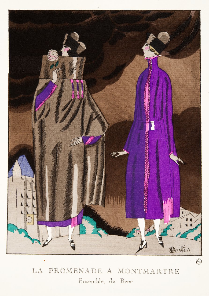 The Walk in Montmartre, from a Collection of Fashion Plates by Charles Martin