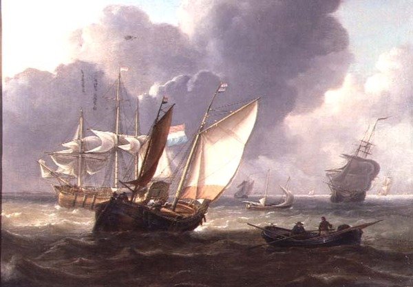 Dutch Three-Masters and Small Craft in a Swell by Charles Martin Powell