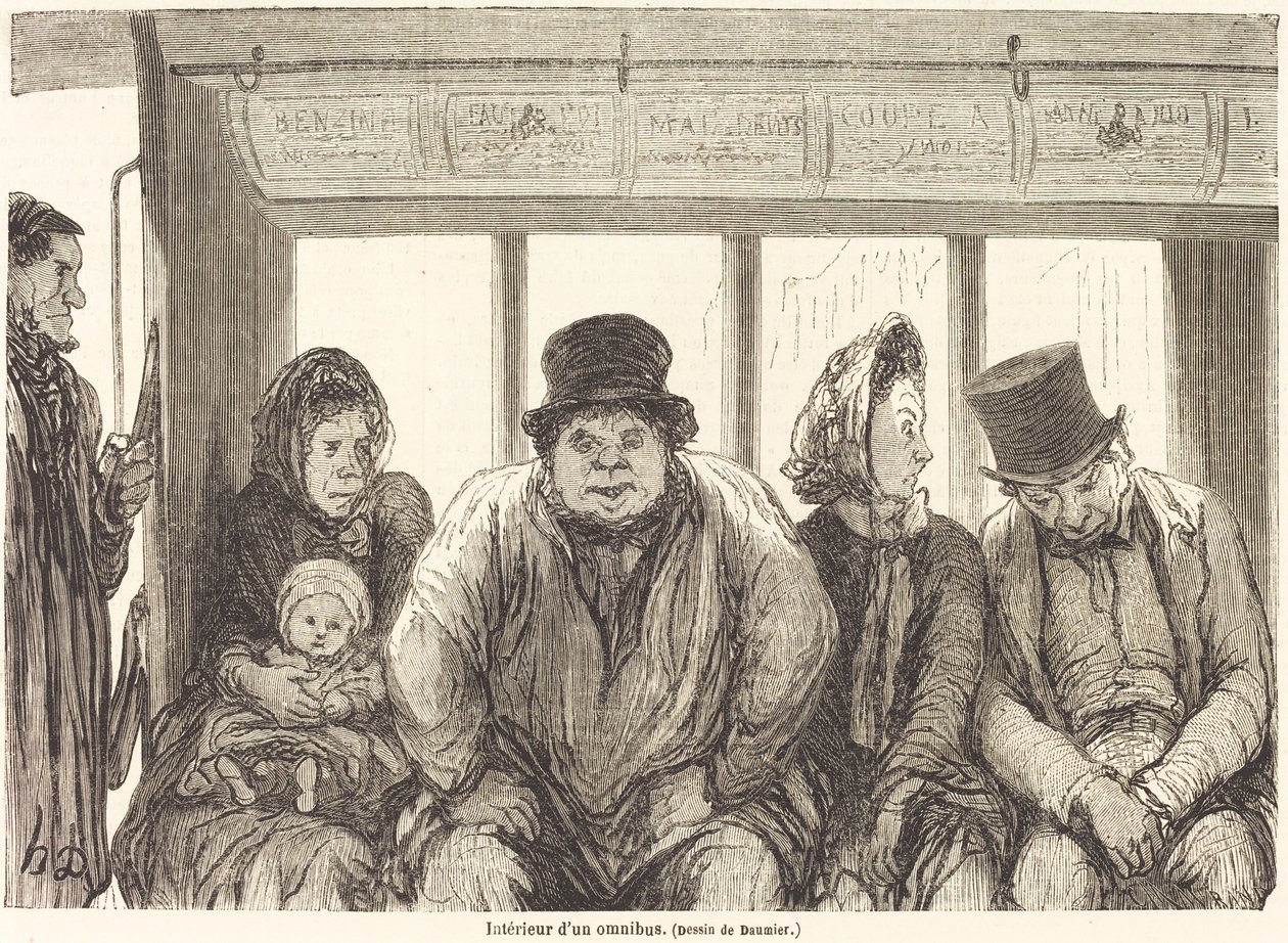 Interior of an Omnibus [bottom half] by Charles Maurand after Honoré Daumier