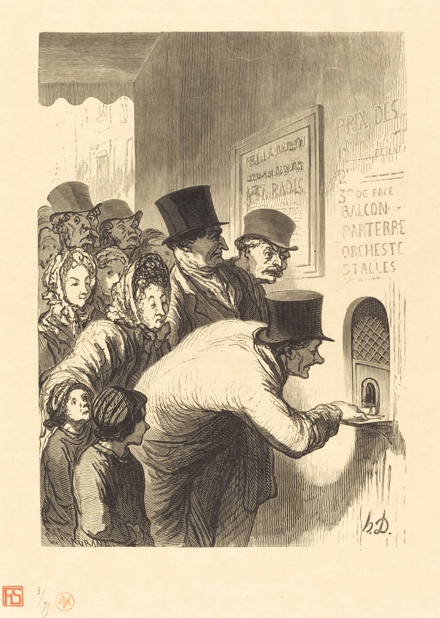 A Theater Ticket Office by Charles Maurand after Honoré Daumier