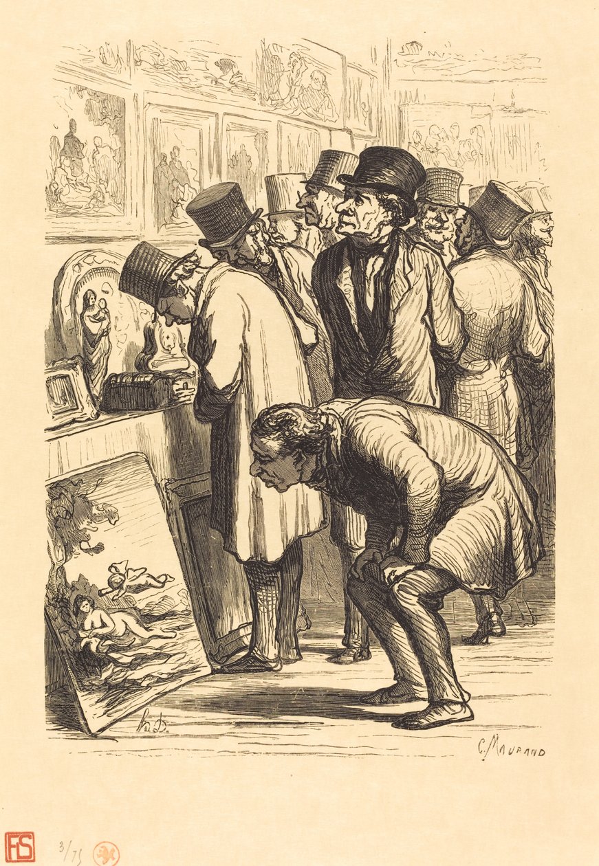 A Room in the Hotel Drouot on an Exhibition Day by Charles Maurand after Honoré Daumier