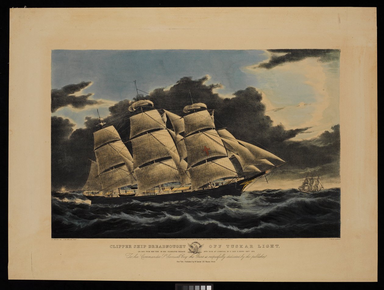 Clipper Ship Dreadnought Off Tuskar Light 12 1/2 Days from New York on Her Celebrated Passage into Dock at Liverpool in 13 Days 11 Hours December 1854 by Charles & Mcfarlane Duncan (1818-1865) Parsons