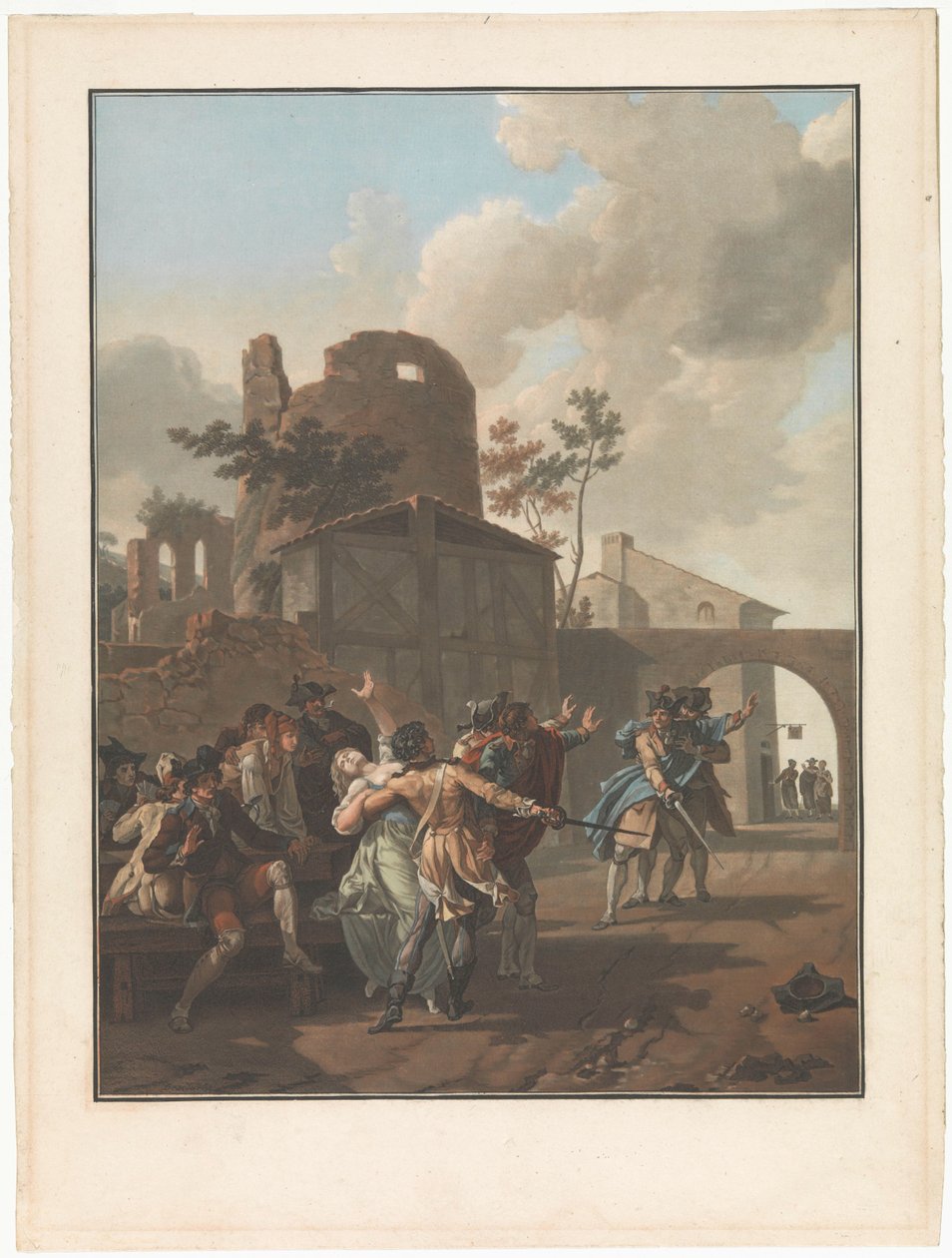 Four Scenes of Village Life: The Quarrel (series title: Four Genre Scenes of Village Life) by Charles Melchior Descourtis