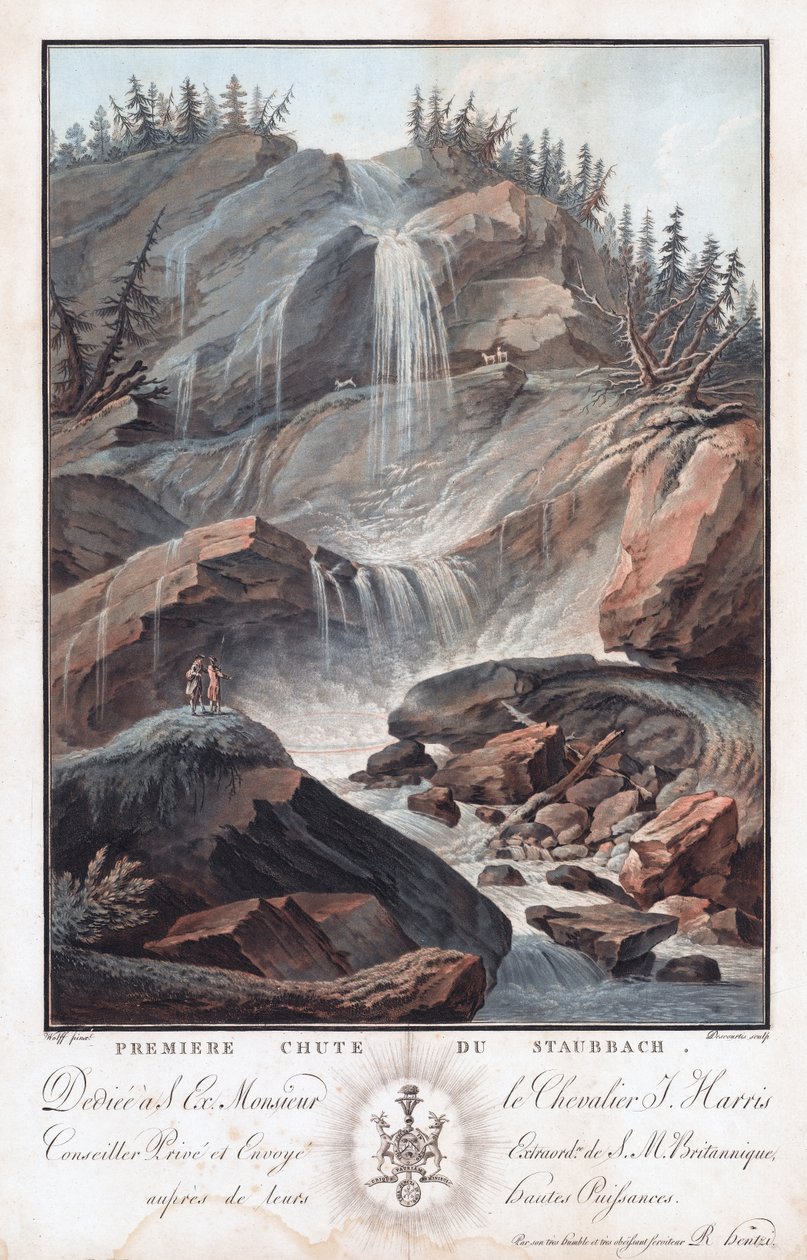 First Fall of the Staubbach, late 18th-early 19th century by Charles Melchior Descourtis