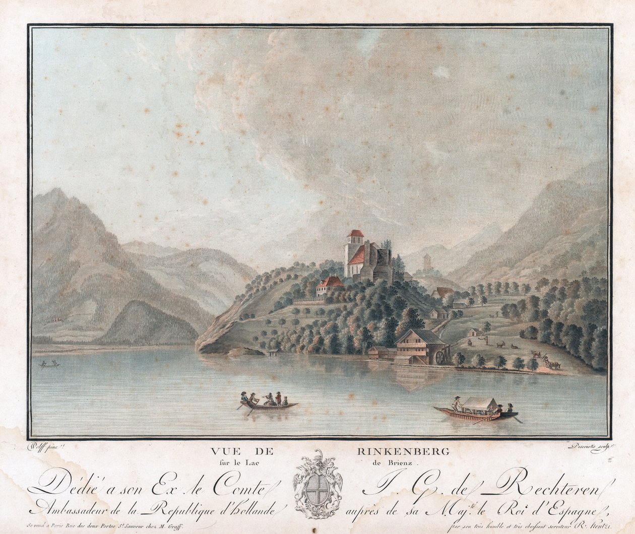 View of Rinkenberg on Lake Brenz by Charles Melchior Descourtis