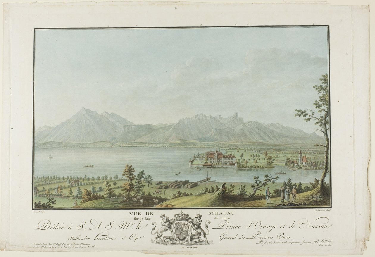 View of Schadau on Lake Thun by Charles Melchior Descourtis