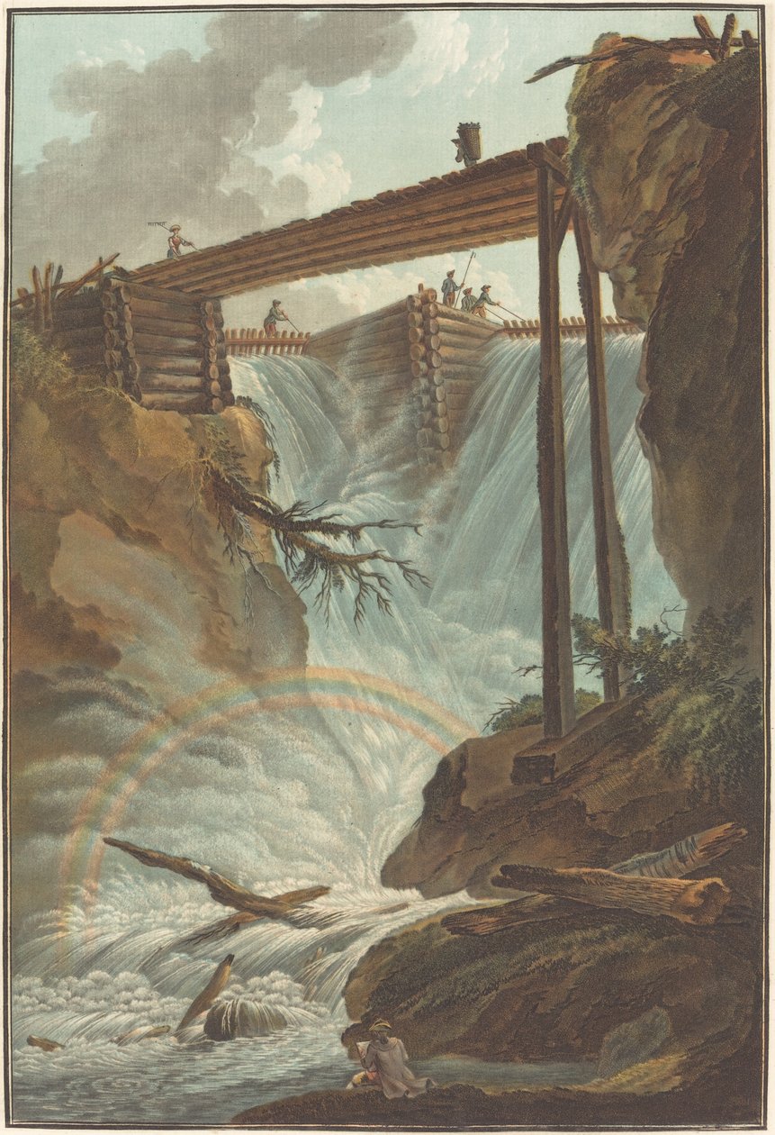 Fall of the Tritt in the Muhlethal Valley by Charles Melchior Descourtis after Caspar Wolf