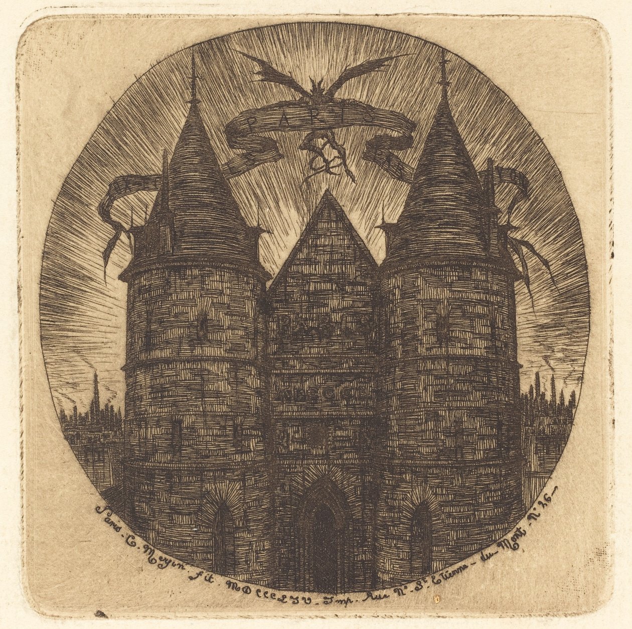 Old Gate of the Palace of Justice, Paris by Charles Meryon