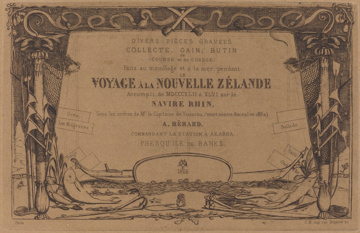 Cover for the Set of Etchings Entitled "A Voyage to New Zealand" by Charles Meryon