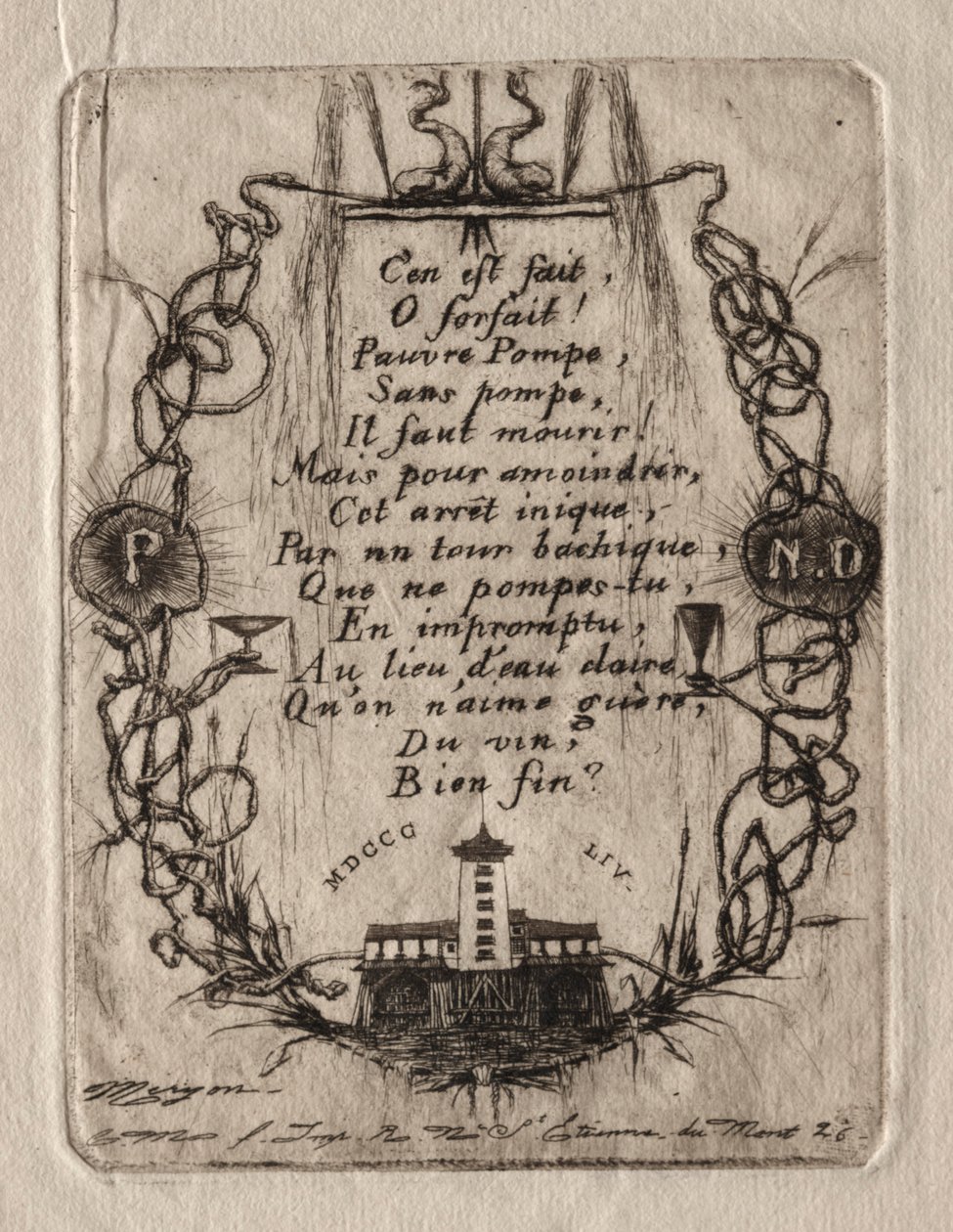 Etchings of Paris: The Notre Dame Pump, Small Plate by Charles Meryon