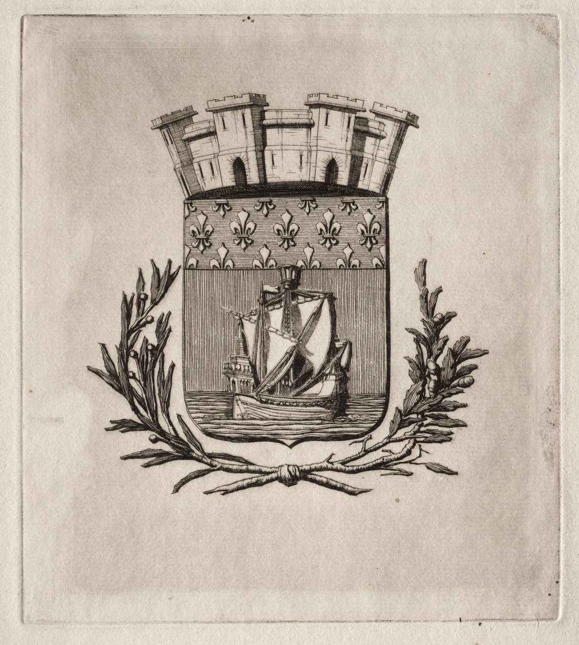 Etchings of Paris: The Symbolical Arms of the City of Paris by Charles Meryon
