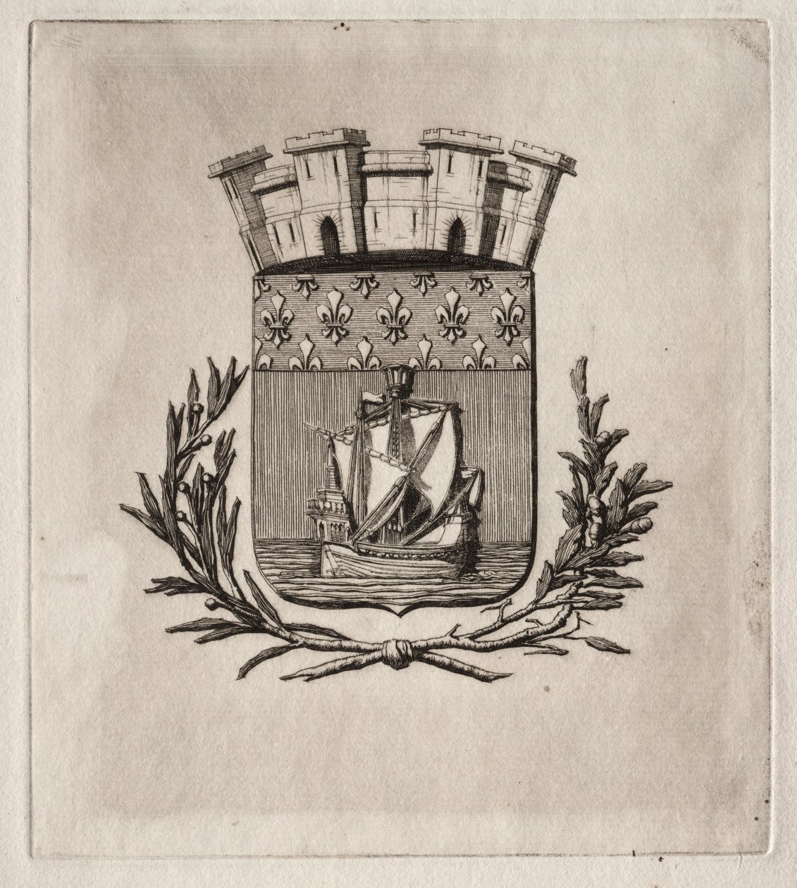 Etchings of Paris: The Symbolical Arms of the City of Paris by Charles Meryon