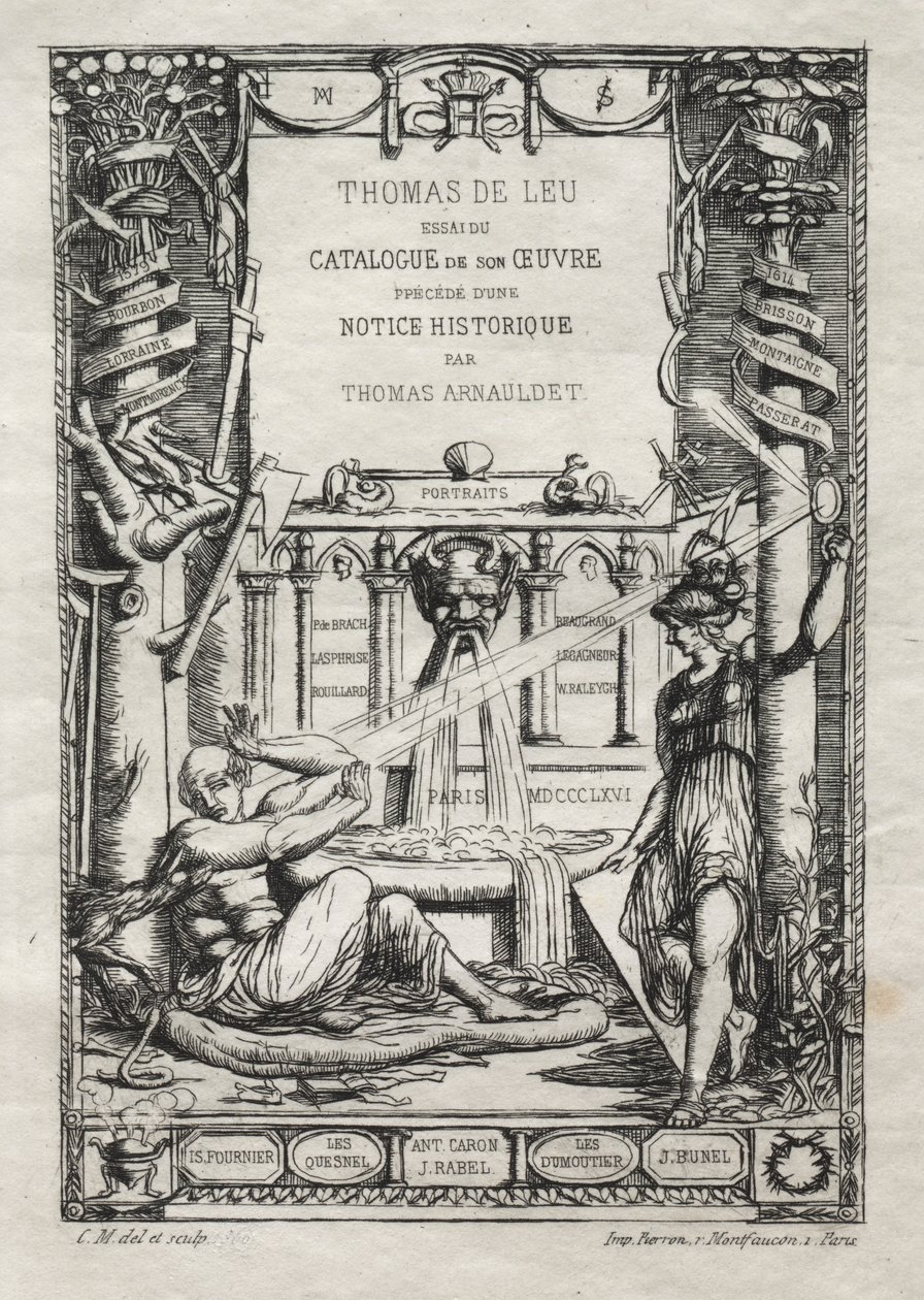 Frontispiece for a Catalogue of the Engravings of Thomas de Leu by Charles Meryon